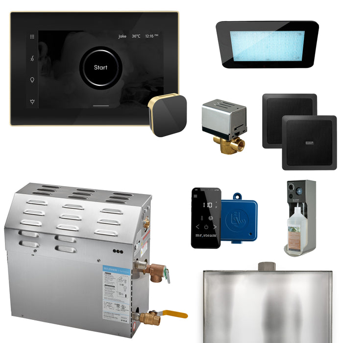 Mr. Steam MS XDream Steam Generator with iSteamX Control and Aroma Glass Steamhead in Black Satin Brass