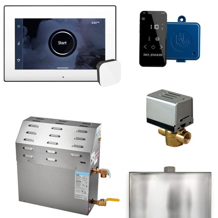 Mr.Steam Super XButler 12kW Steam Shower Generator Package with iSteamX Control White Matte Black