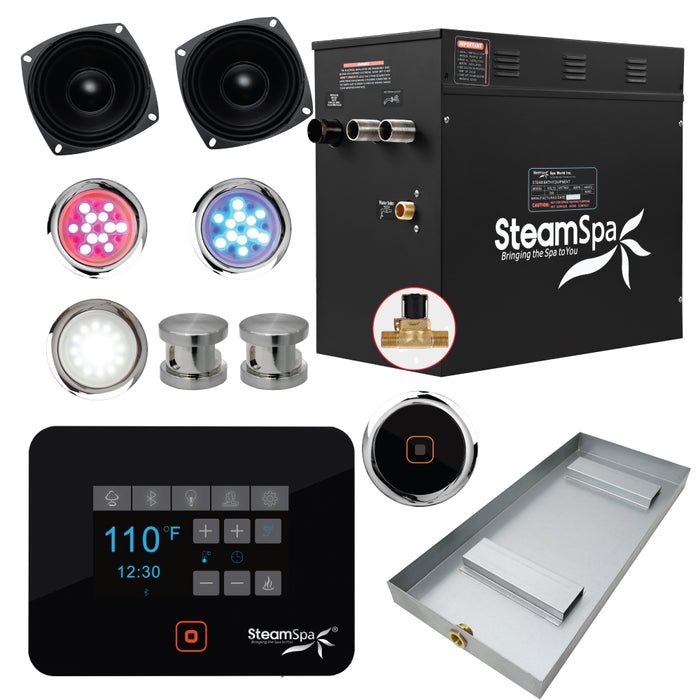 SteamSpa Black Series Wifi and Bluetooth 10.5kW QuickStart Steam Bath Generator Package