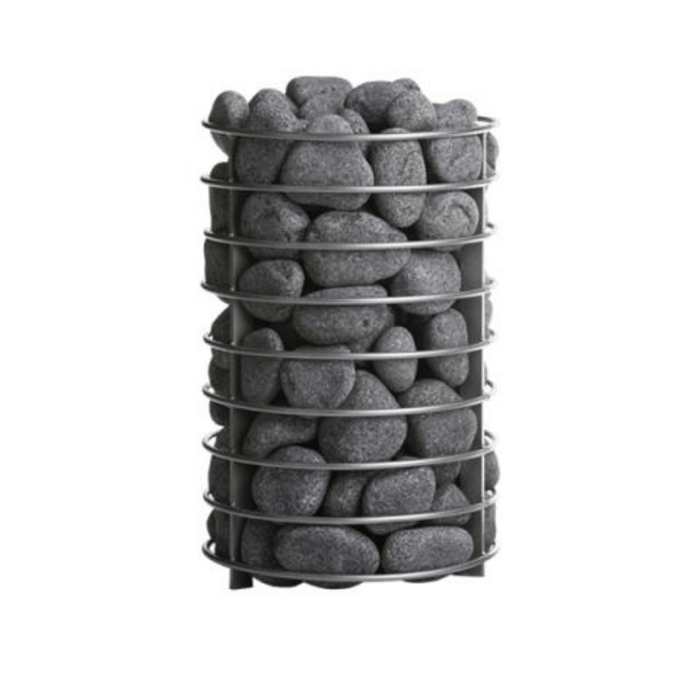 huum hive sauna wood stove stone cage in white background