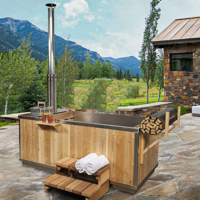 wood burning hot tub outdoor