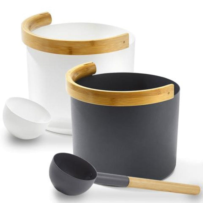 Kolo Sauna Bucket with Curved Handle and Ladle Bamboo/Aluminum 1 Gal