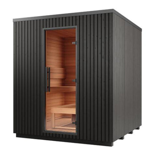 Auroom Garda Outdoor Home Sauna Cabin Black Thermo Pine in white background