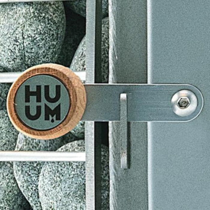 HUUM Hive Wood Series 17_0kW Sauna Wood Stove w Firebox Extension logo close up