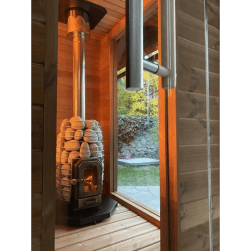 HUUM Sauna Wood Stove Chimney Set Thru Ceiling installed