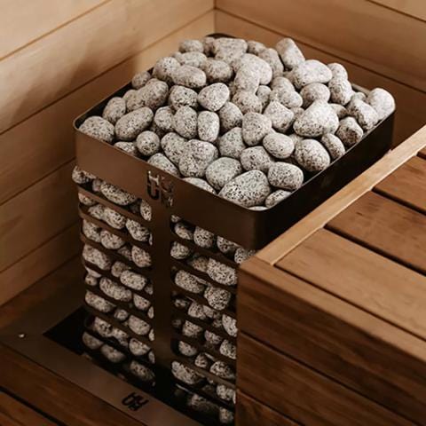 HUUM Steel Series 9_0kW Electric Sauna Heater top view with stones