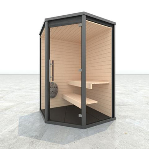 Haljas Hele Glass Mini Outdoor Sauna House inside view