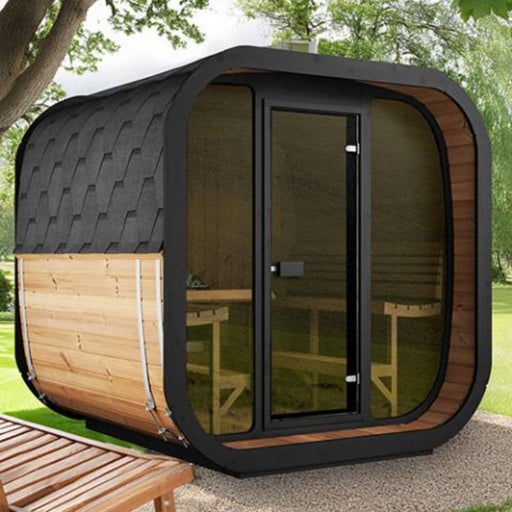 SaunaLife Cube Series Outdoor Home Sauna CL7G in yard