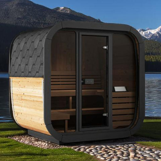 SaunaLife Cube Series Outdoor Home Sauna Kit CL5G in backyard