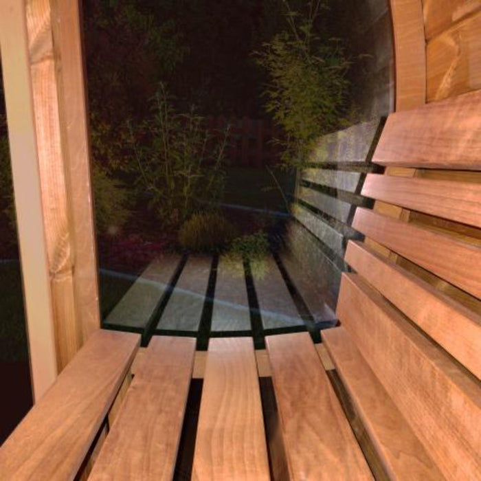 SaunaLife Ergo Series Outdoor Sauna Barrel Glass Front E7G bench backrest