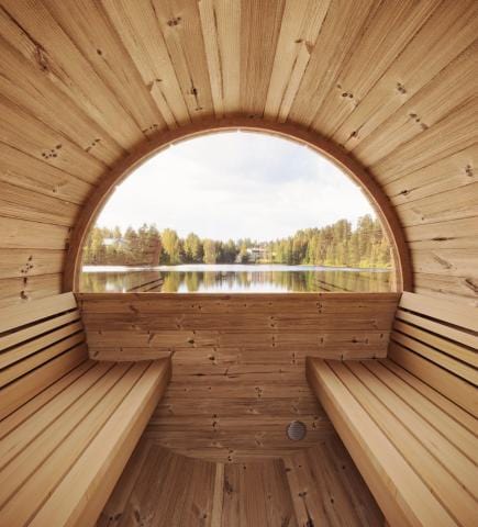 SaunaLife Ergo Series Outdoor Sauna Barrel Window E6W interior view
