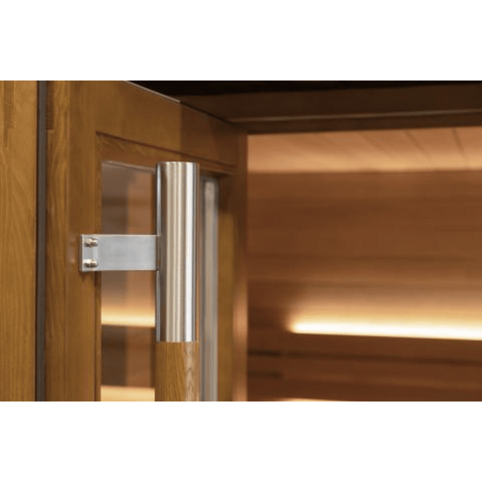 SaunaLife G7S Pre Assembled Outdoor Home Sauna door handle glass interior