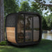 SaunaLife Outdoor Home Sauna Model CL4G in background