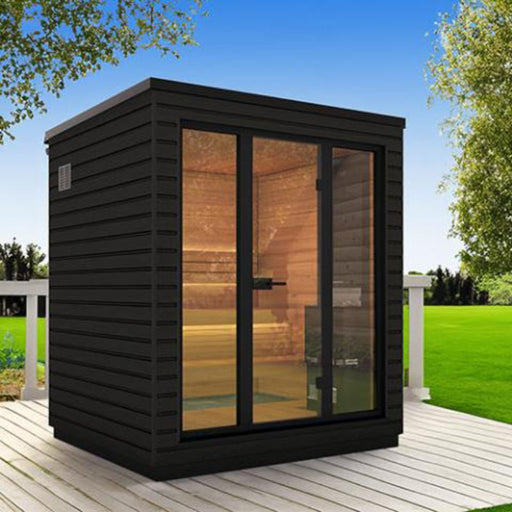 Saunum Classic Mini Outdoor Sauna Cabin in backyard