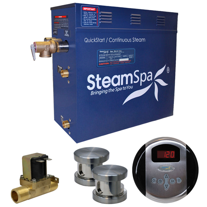 SteamSpa Oasis 12kW QuickStart Acu-Steam Bath Generator Package with Built-in Auto Drain