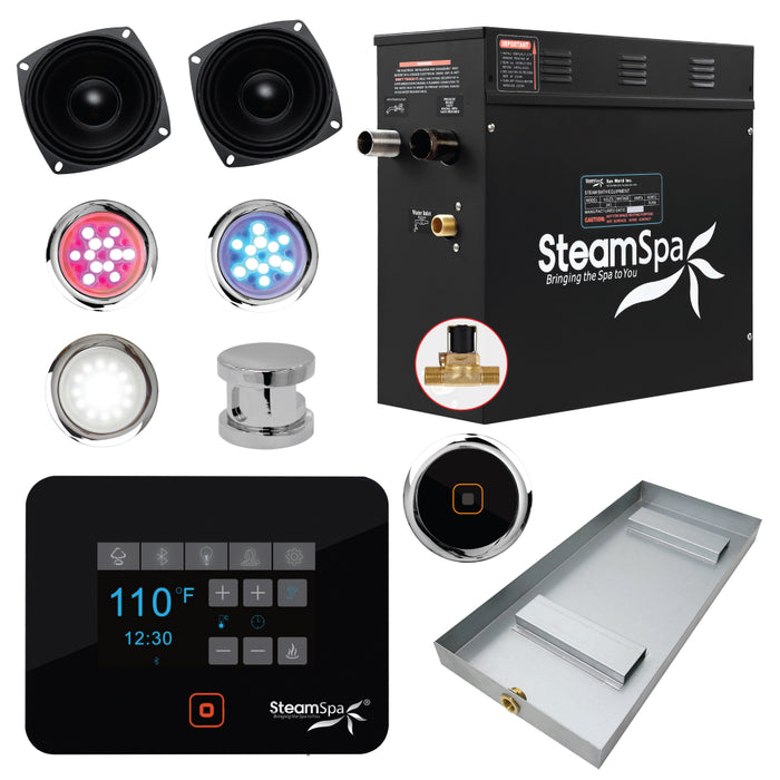 SteamSpa Black Series Wifi and Bluetooth 7.5kW QuickStart Steam Bath Generator Package