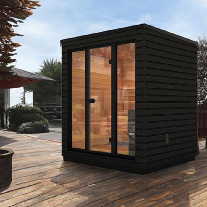 external sauna cabins corner view