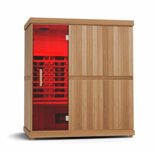 finnmark infrared sauna corner view in a plain white background