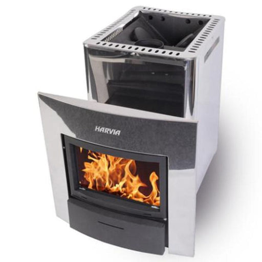 harvia sauna stove with fire