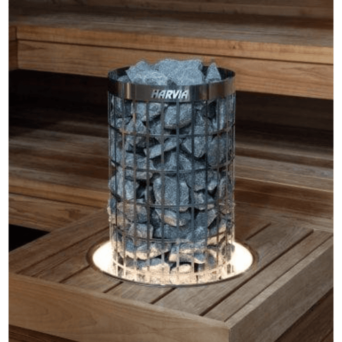 harvia sauna with lights installed