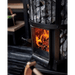 harvia wood sauna stove side view with flame
