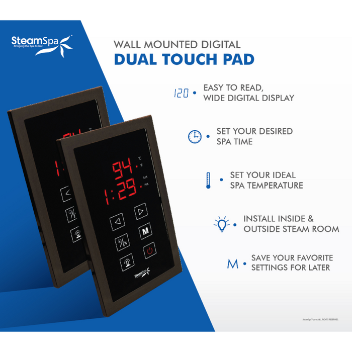 SteamSpa Royal 4.5kW QuickStart Acu-Steam Bath Generator Package with Built-in Auto Drain
