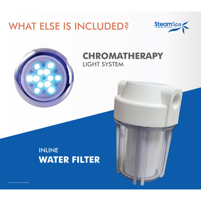 SteamSpa Royal 9kW QuickStart Acu-Steam Bath Generator Package with Built-in Auto Drain