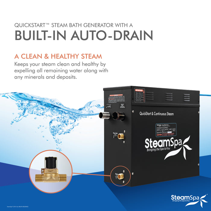 SteamSpa Black Series Wifi and Bluetooth 7.5kW QuickStart Steam Bath Generator Package