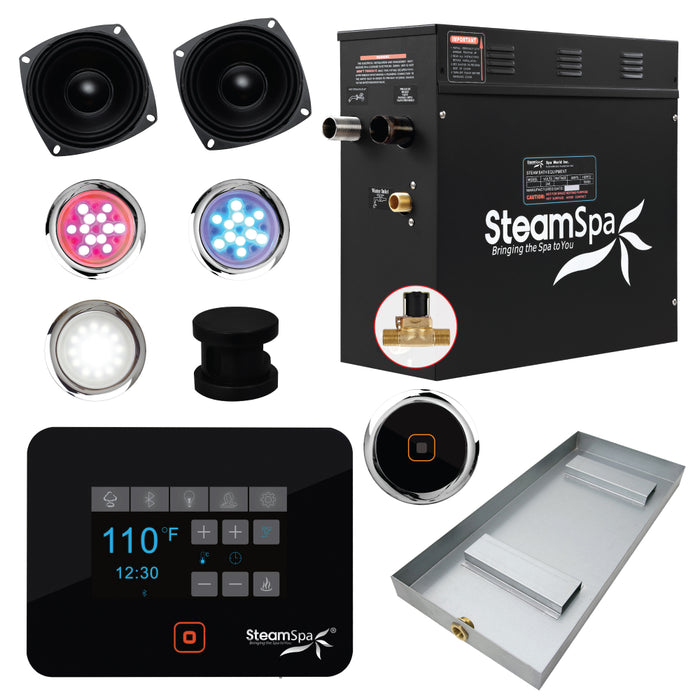 SteamSpa Black Series Wifi and Bluetooth 7.5kW QuickStart Steam Bath Generator Package