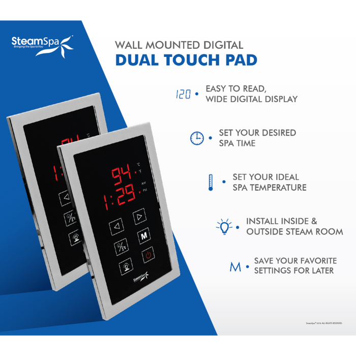 SteamSpa Royal 7.5kW QuickStart Acu-Steam Bath Generator Package with Built-in Auto Drain