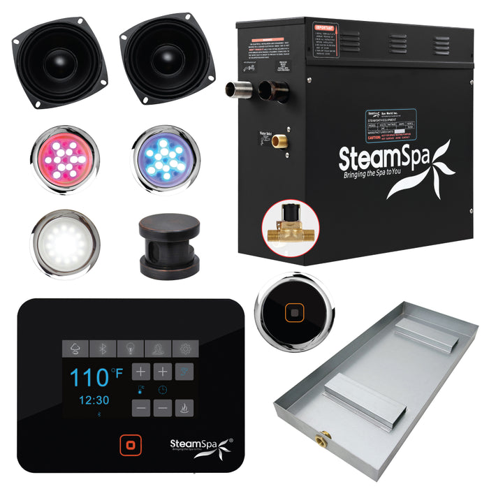 SteamSpa Black Series Wifi and Bluetooth 7.5kW QuickStart Steam Bath Generator Package