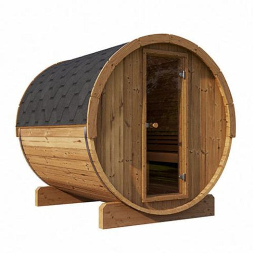 outdoor barrel sauna corner right view