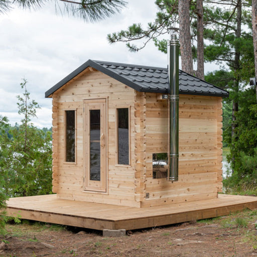 outdoor barrel sauna outdoor view