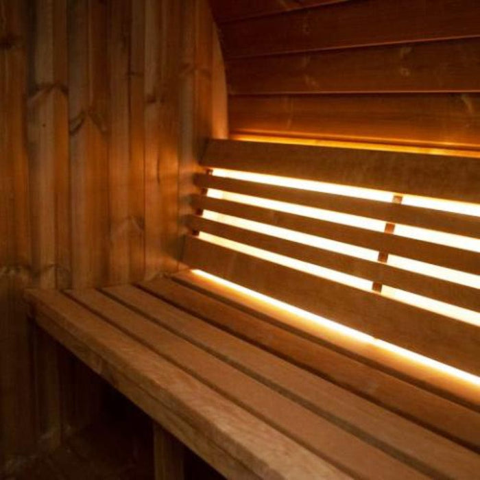 outdoor barrel saunas bench