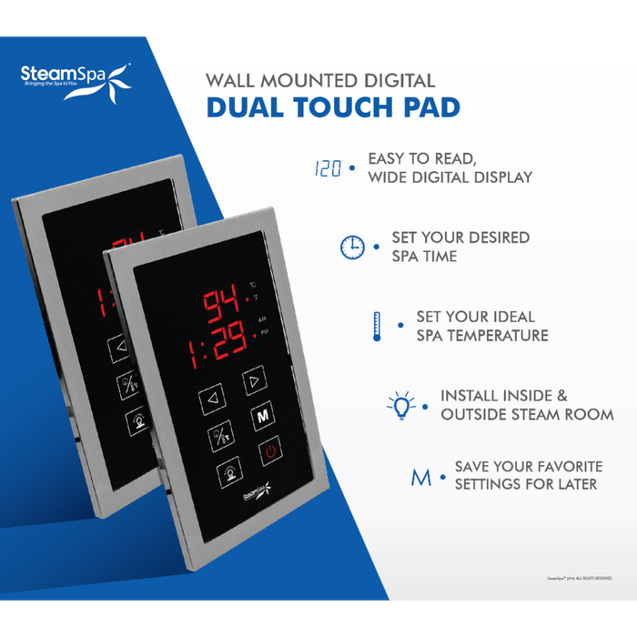 SteamSpa Royal 10.5kW QuickStart Acu-Steam Bath Generator Package with Built-in Auto Drain