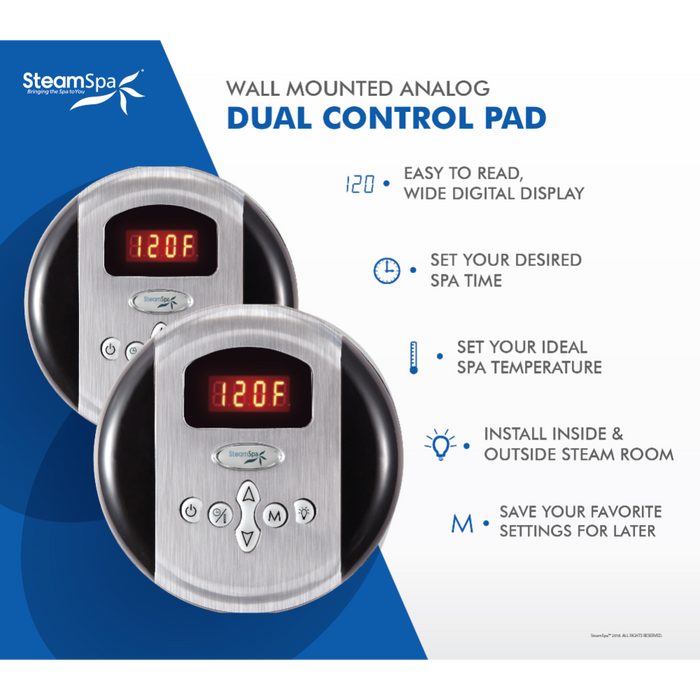 SteamSpa Royal 12kW QuickStart Acu-Steam Bath Generator Package