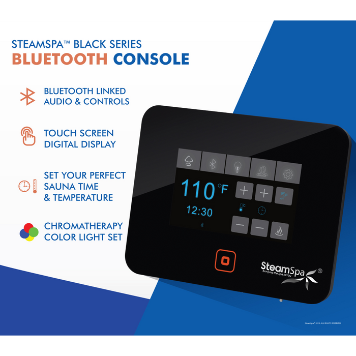 SteamSpa Black Series Wifi and Bluetooth 7.5kW QuickStart Steam Bath Generator Package