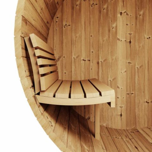 sauna barrel bench close up