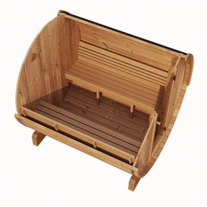 sauna barrel outdoor cutaway in white background