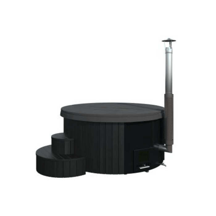 wood fired tub in a white background